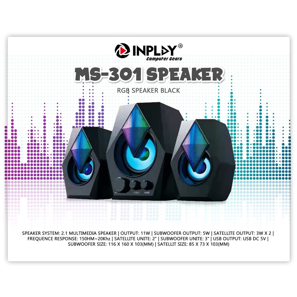 INPLAY MS-301 2.1 MULTIMEDIA SPEAKE 3.5 AUX Audio Jack | Shopee Philippines