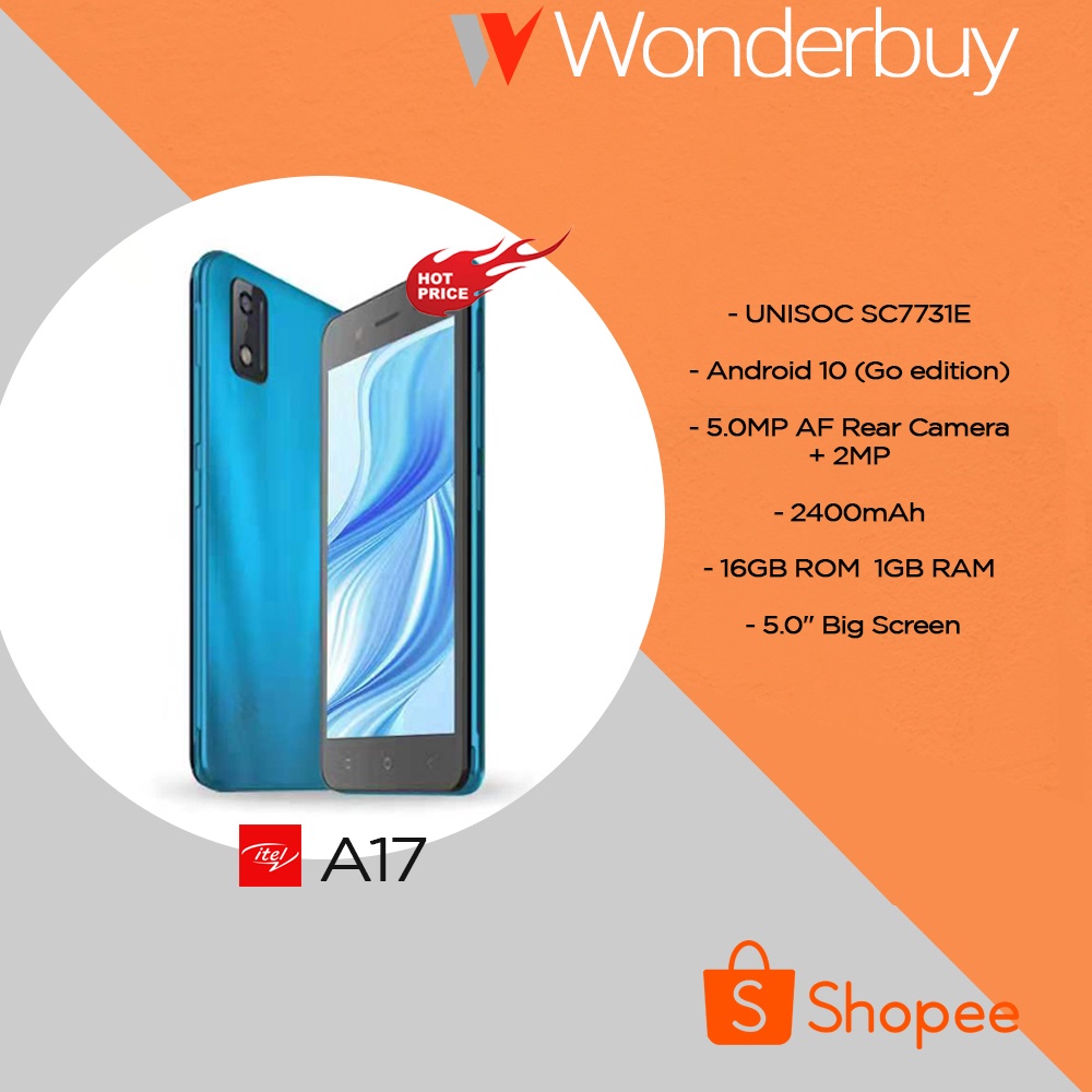 Itel A17 | 1GB RAM | 16GB ROM | Quad-core 1.3 GHz | 2400 mAh | Shopee ...