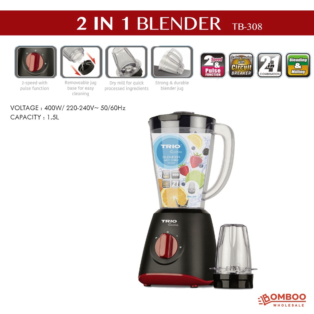 TRIO BLENDER TB308 (1.5L) Shopee Philippines