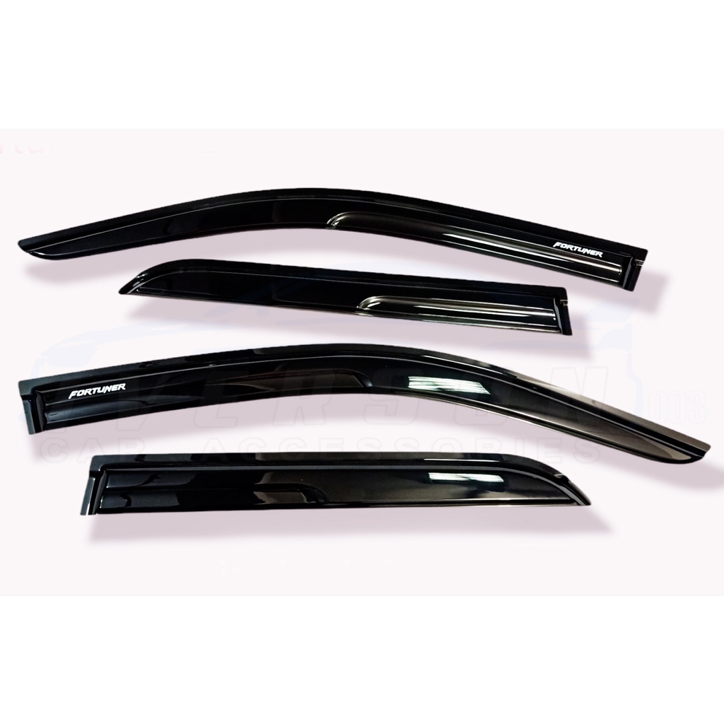 Black Mugen Rain Gutter Door Visor for Toyota Fortuner 2016 to 2022