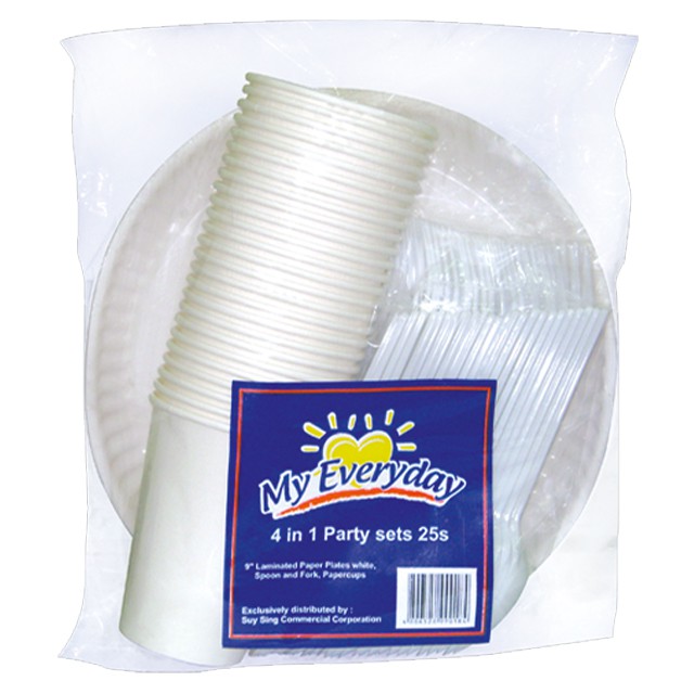 My Everyday 4In1 Party Set (Paper Plate, Laminated Spoon, Fork, And