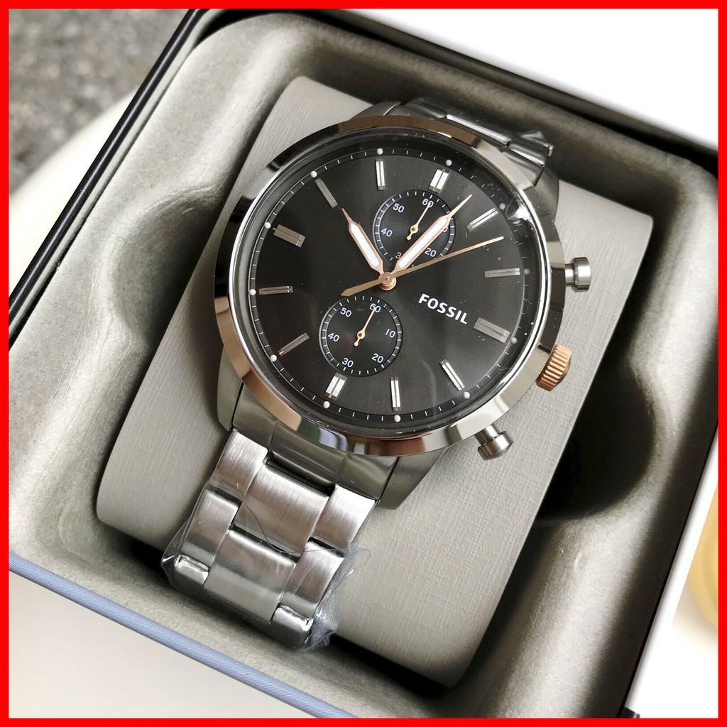 Fossil Townsman Chronograph Silver Stainless Steel Watch Original and Brand  New | Shopee Philippines