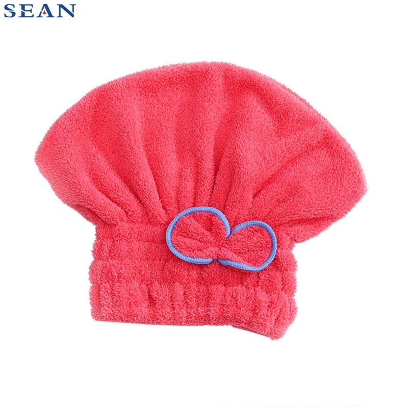 Microfiber Drying Cap Hair Turban Bath Towel Cap with Bow Spa Bath