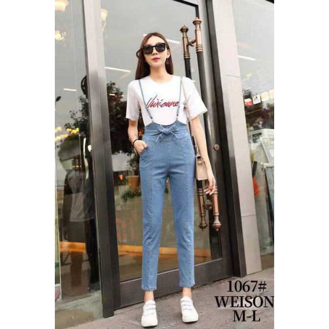 Korean fashion denim jumper pants/denim panst/casual wear | Shopee  Philippines