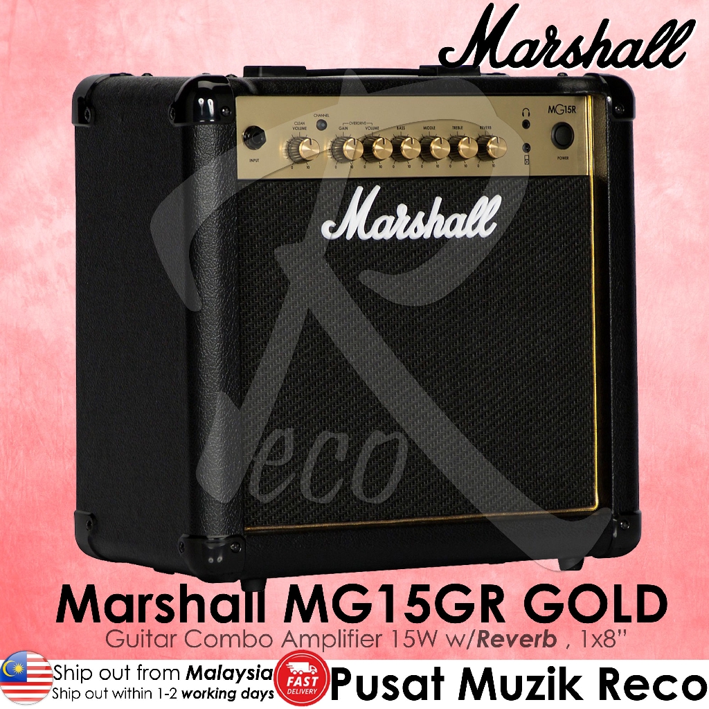 Marshall MG15GR Gold Guitar Combo Amplifier with Reverb 15W , 1x8