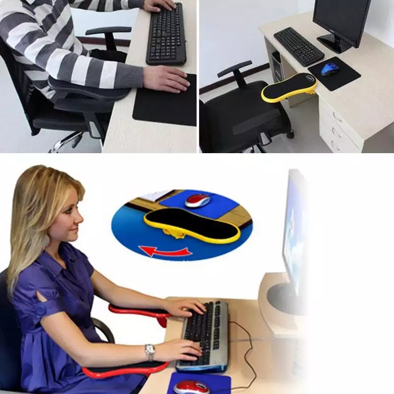 Desk Attachable Computer Table Arm Support Mouse Pads Arm Wrist Rests ...