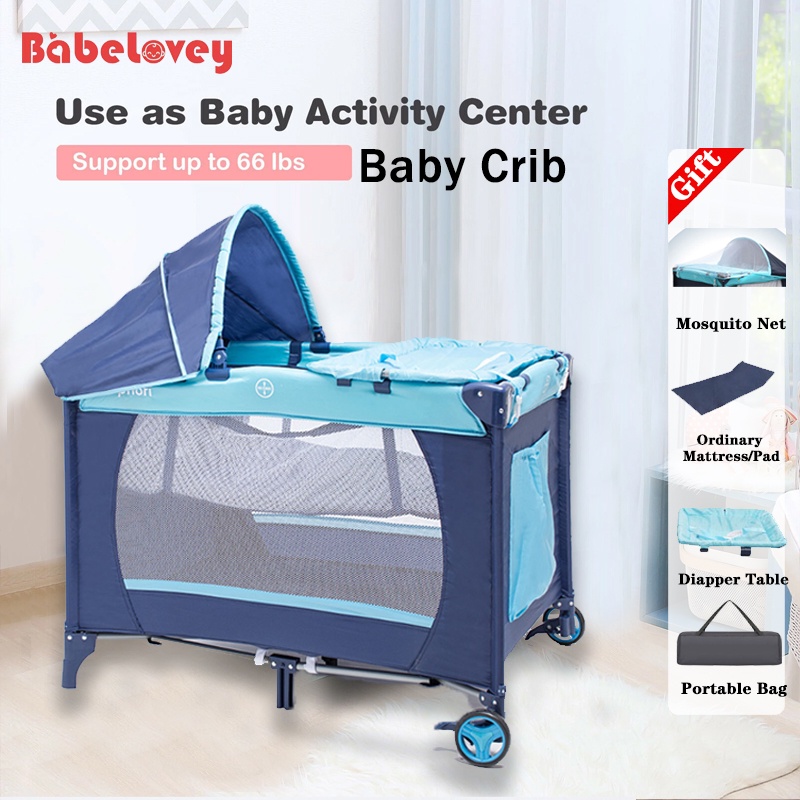 Thicken Crib Mattress Topper Foldable 4cm Breathable Soft Reversible Mattress-Blue 60x120cm D&LE Baby Mattress 
