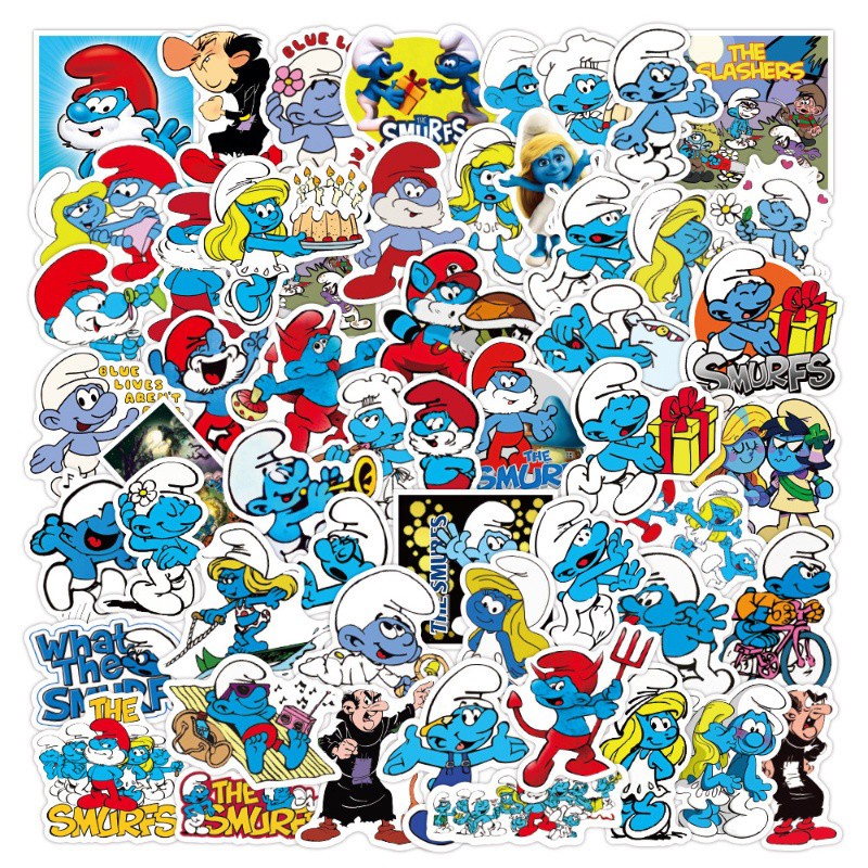 50pcs The Smurfs Stickers Waterproof Cartoon Movie Stickers for Kids ...