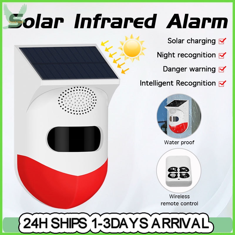 Solar Alarm Sensor Motion Outdoor Alarm Lamp Infrared Detector Alarm ...