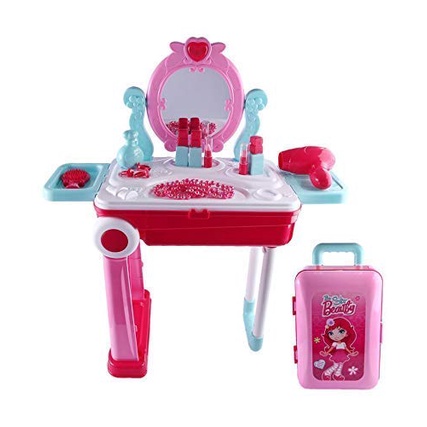 2022Fashion Beauty Play Set with Trolley, 2 in 1 Beauty Play Set with ...