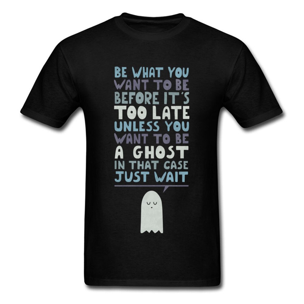 Funny 2018 Motivational Speaker Cartoon Ghost Casual Tee Shirt Man's Tops Short Sleeve Men Black T-shirt Quote Print