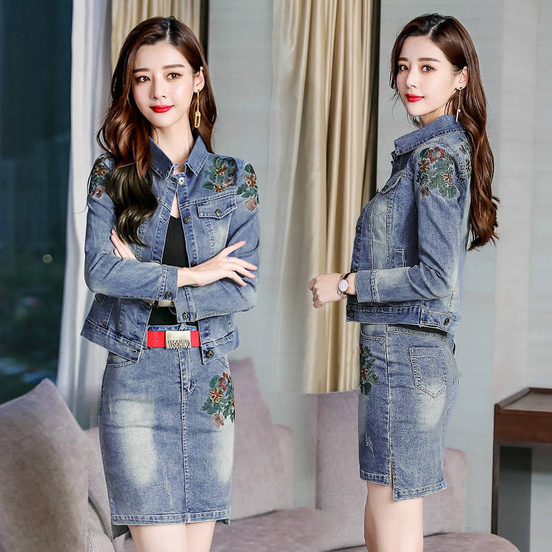 denim suit for ladies