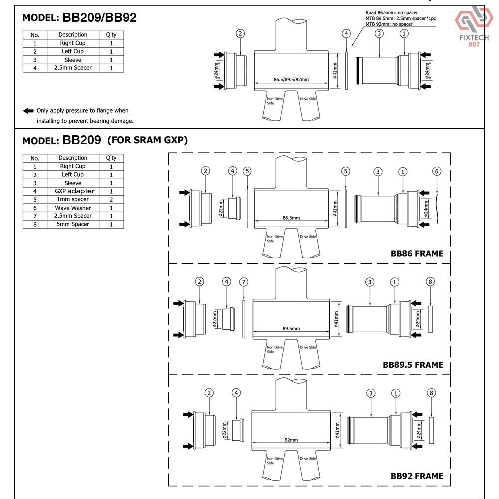 press fit crankset