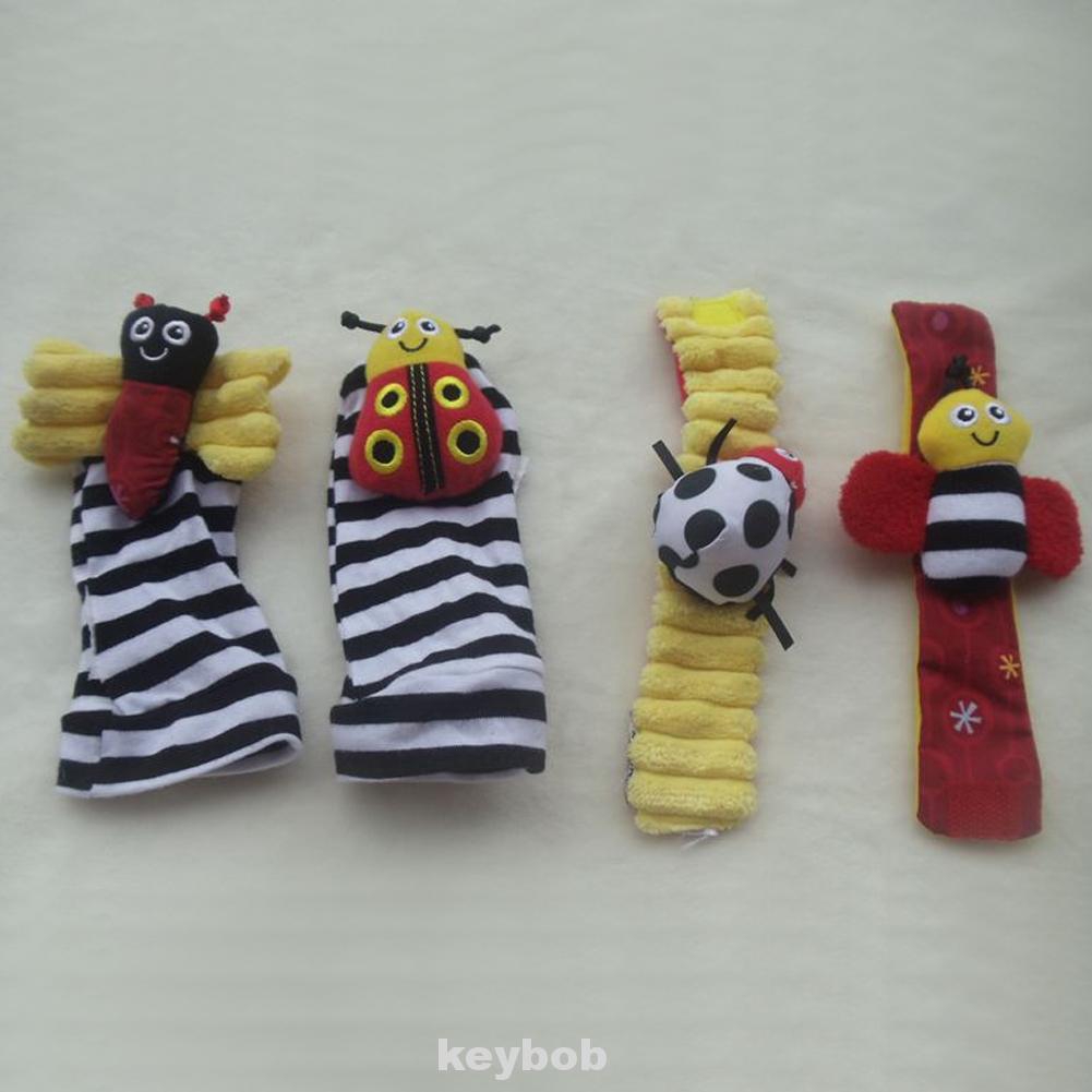 4pcs Baby Infant Toy Developmental Wrist Strap Foot Socks Rattle Bug Finders