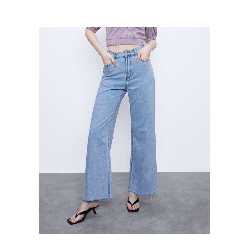 high waist wide leg denim