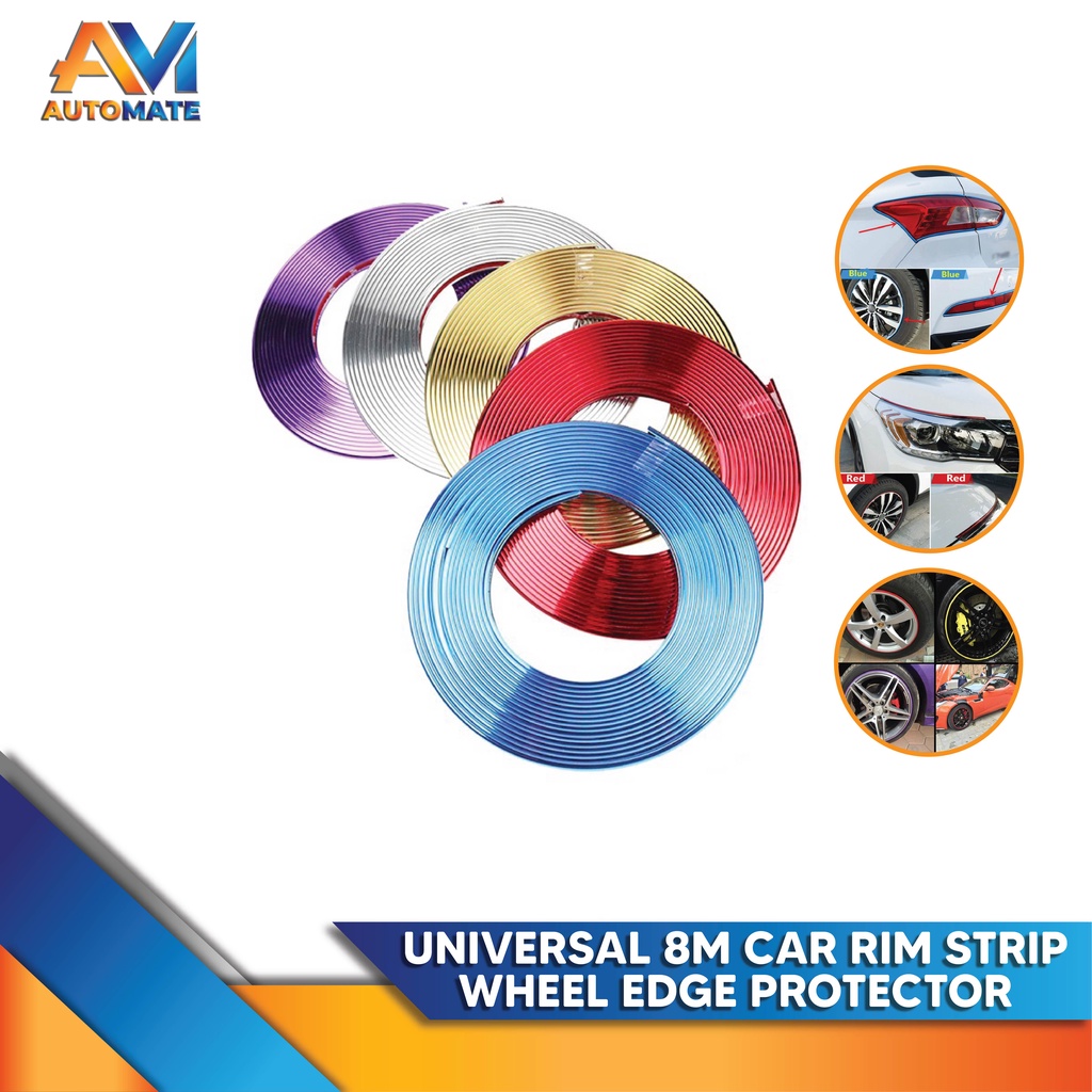 Universal 8M Car Rim Protect Strip Wheel Edge Protector Shopee