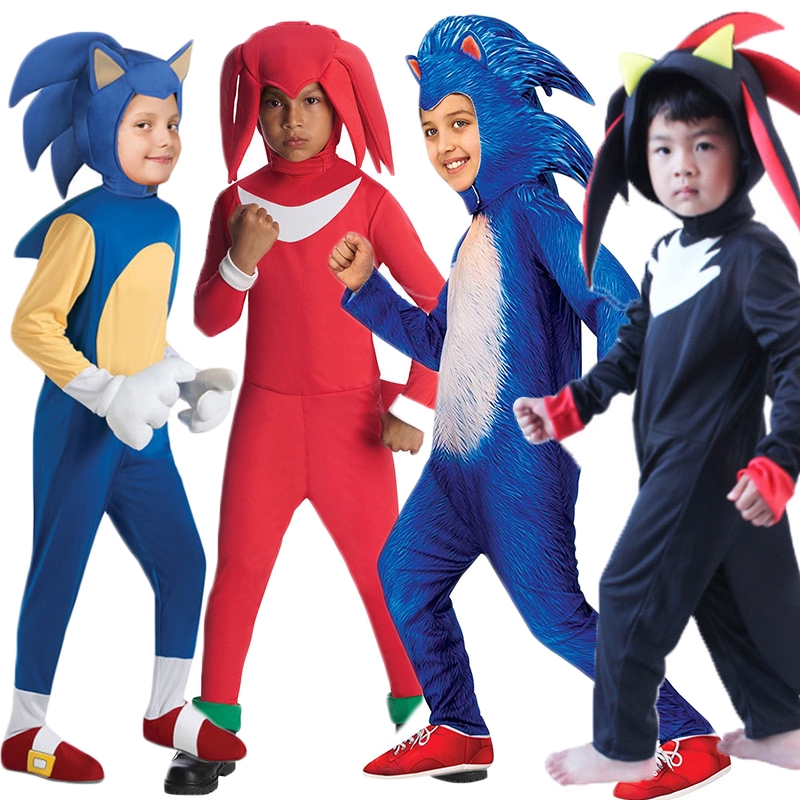 Sonic The Hedgehog Kid Cosplay Costume Game Cos Jumpsuit Cap Gloves 2-14T