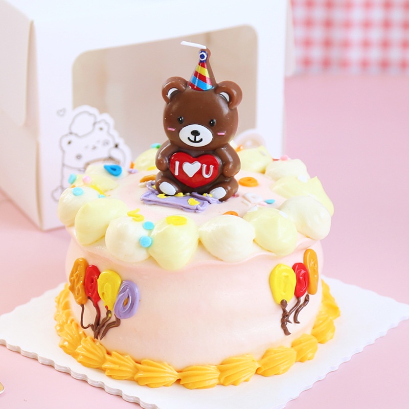 Cute Mini Bear Candle Korean Minimalist Cake Topper Colorful #5