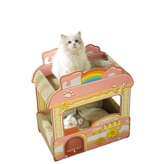 ✘☋☄Cat scratching board nest double-layer corrugated paper house large claw grinder wear-resistant t