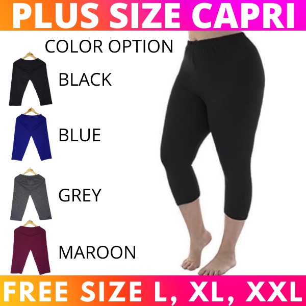 Plus Size Leggings Tokong Capri 3/4 length | Shopee