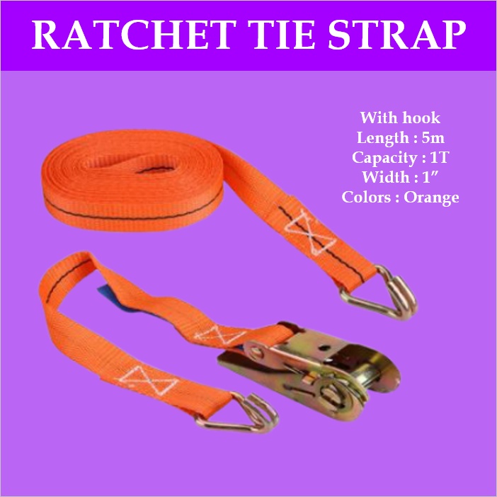 Cargo Strap 5M 1000kg Heavy Duty 16 Feet Ratchet Tie down Cargo Lashing