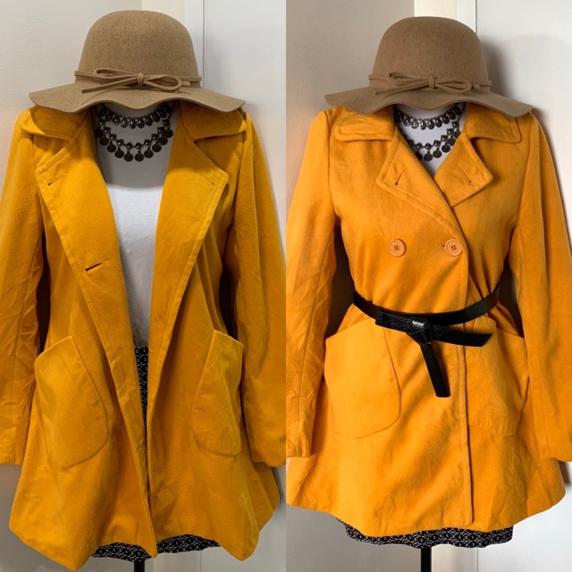 mustard wool coat