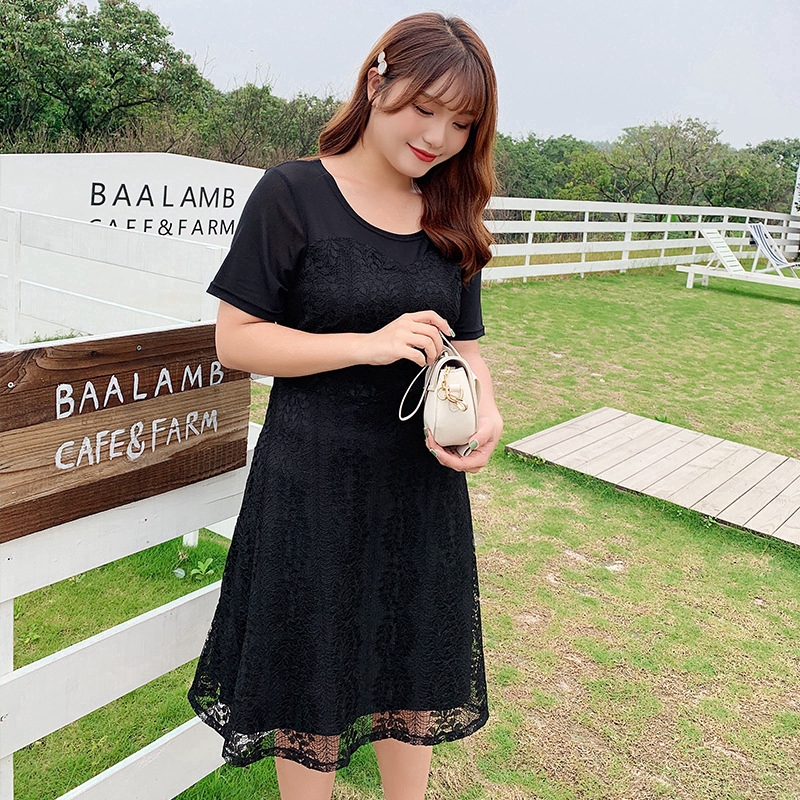 plus black lace dress