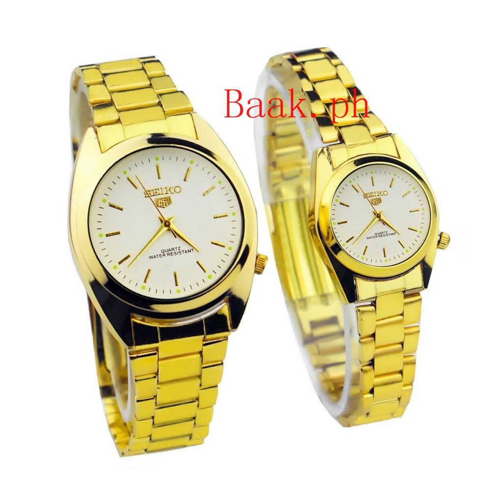 Set & Couple Watches❀[Baak] Seiko couple / Gold Silver single two tone Gold  strap metal watches wat | Shopee Philippines