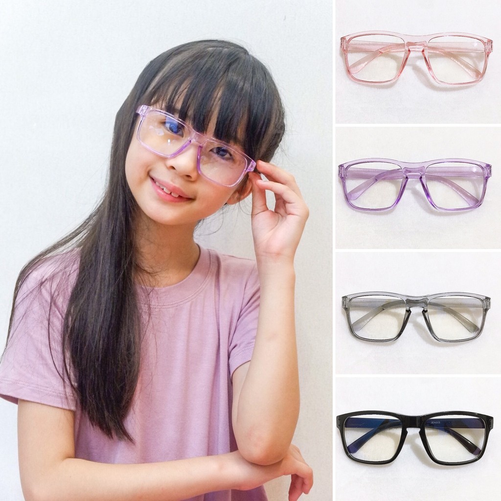Blue Light Protection Eyeglasses for Kids (Square Clear) Shopee