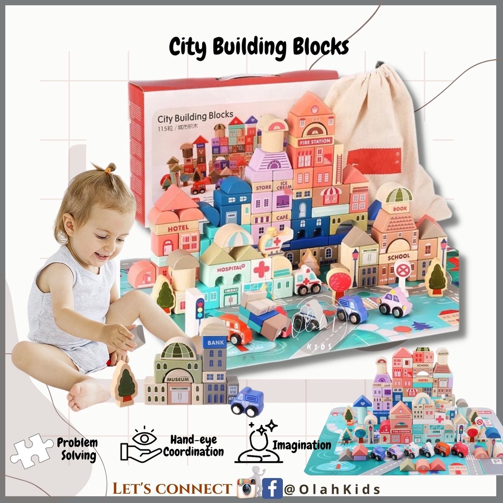 Montessori Wooden City Building Blocks Shopee Philippines
