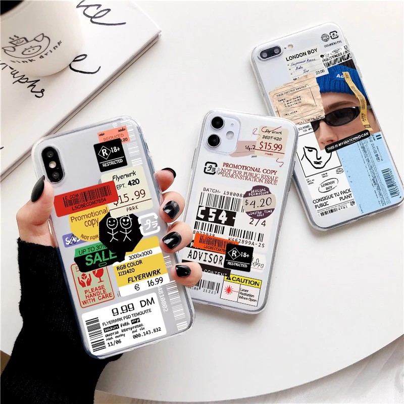Clear Stamp Label Barcode Case iPhone 11 12 Pro Max iphone 12 Mini ...