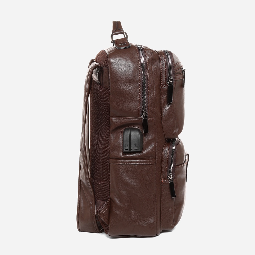 △Salvatore Mann Men’s Rafaelo Magnetic Snap Tab Backpack in Brown