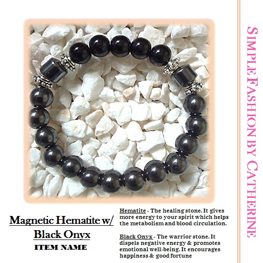 Magnetic Hematite W Black Onyx Unisex Bracelet Shopee Philippines