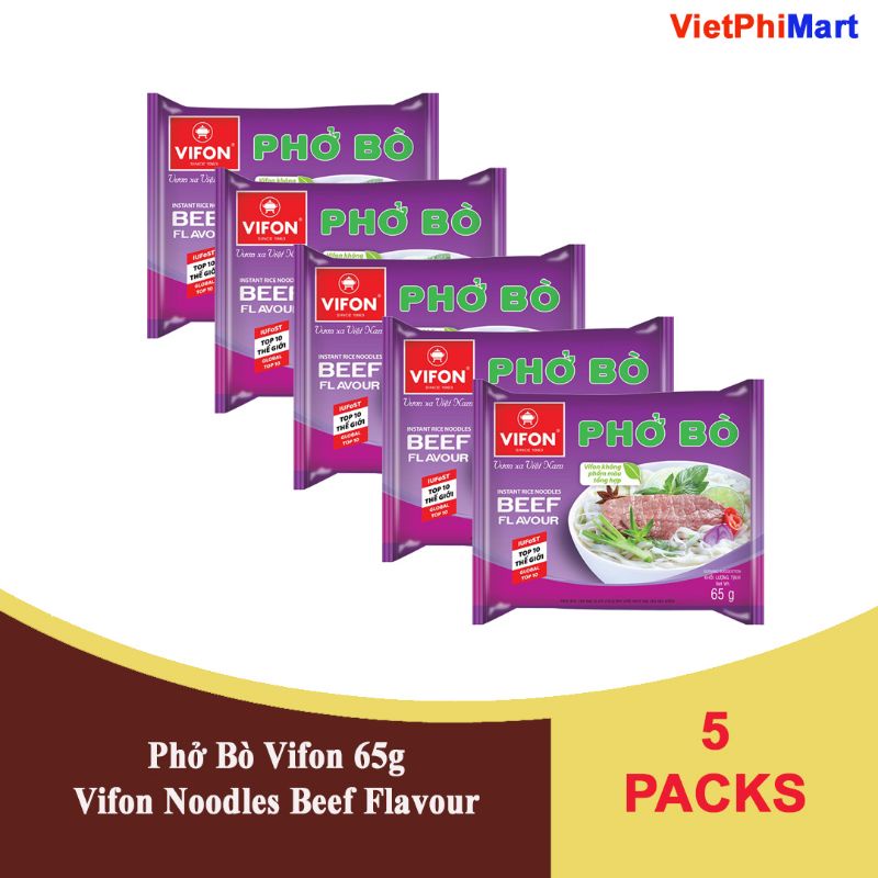 5 Packs Phở Bò Vifon Vifon Noodles Beef Flavour 65g Shopee