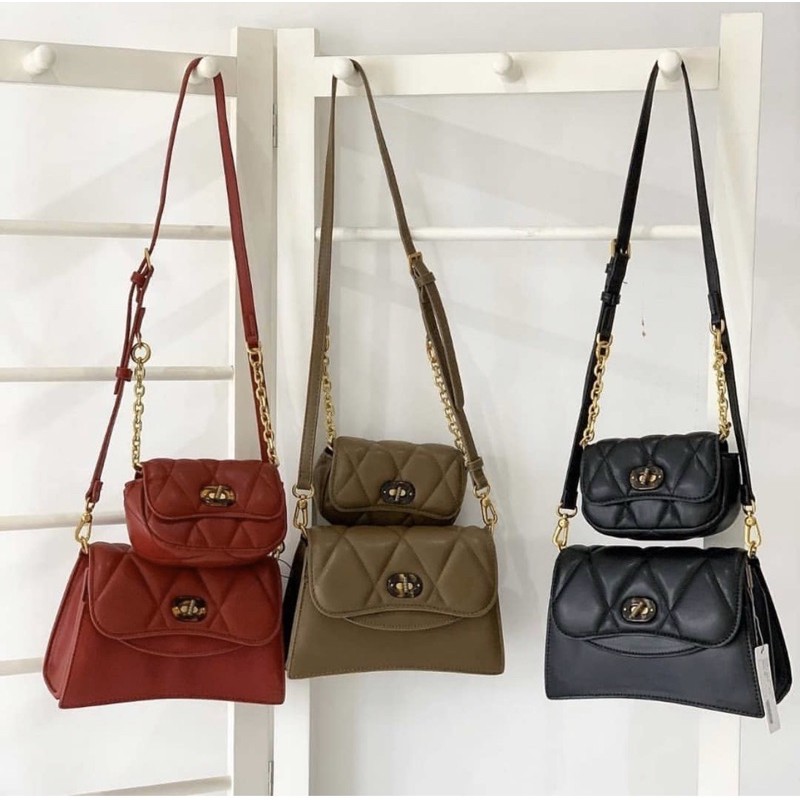 C&K Padded Double Pocket Shoulder Bag | Shopee Philippines