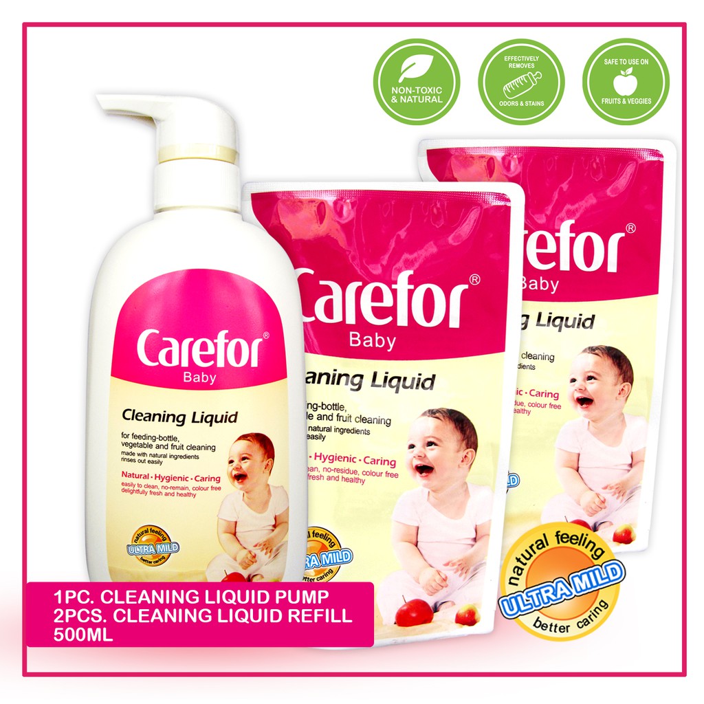 Baby Bottle Cleanser / Cleaning Liquid (2 refill &1Pump 500ml each) Carefor Baby / Bottle