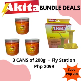 [BUNDLE] 3Cans Akita Fly Killing Bait 200grams + 1 Fly Station