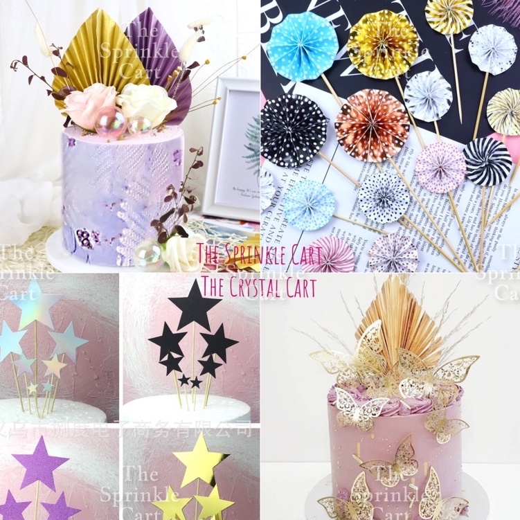 Leaf Fan Cake Toppers Paper Folding Butterfly Paper Topper Mini Paper