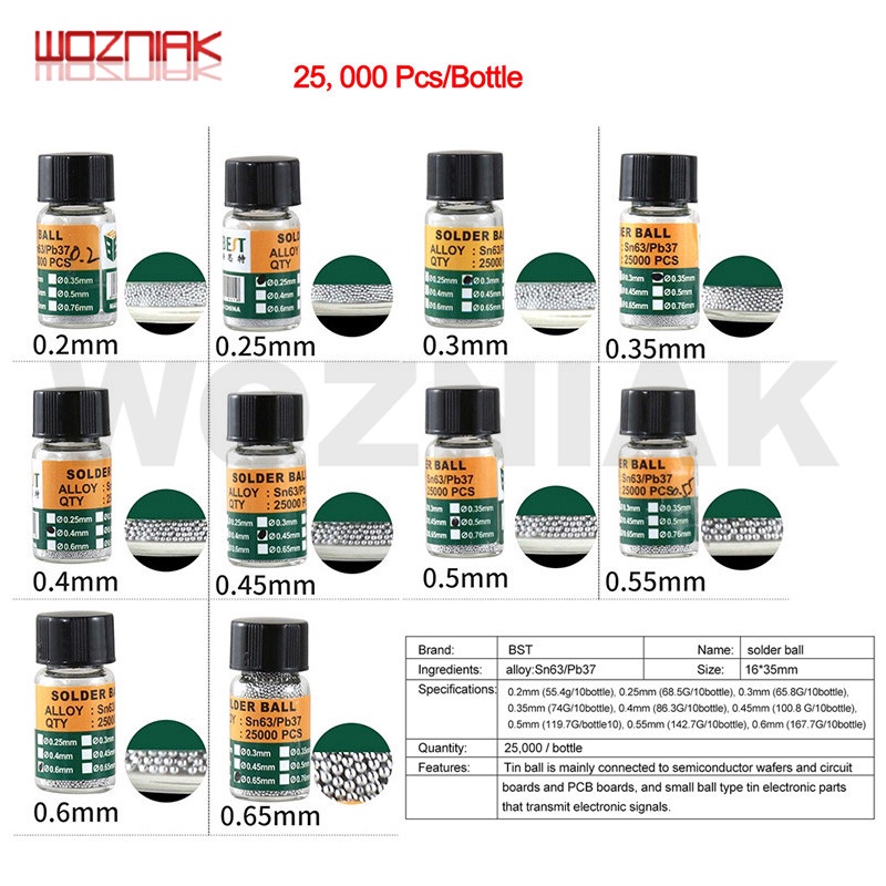 BST505 BGA Reballing Balls For Micro Welding Mobile Phone Repair Tools