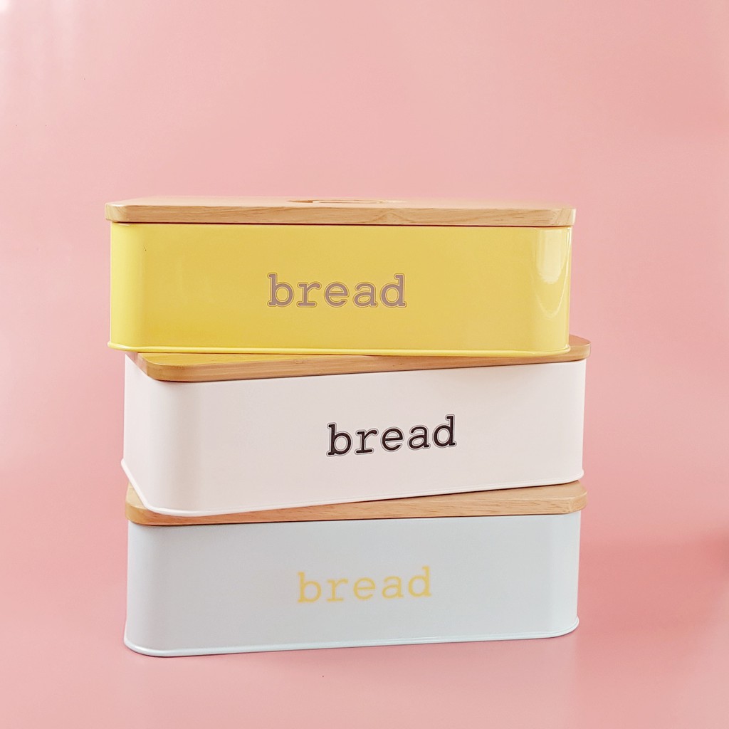 Bread Box Multipurpose Food Loaf Container Bin with Bamboo Reversible