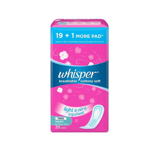 Whisper Cotton Clean Regular Flow 20 Pads NonWings Shopee Philippines