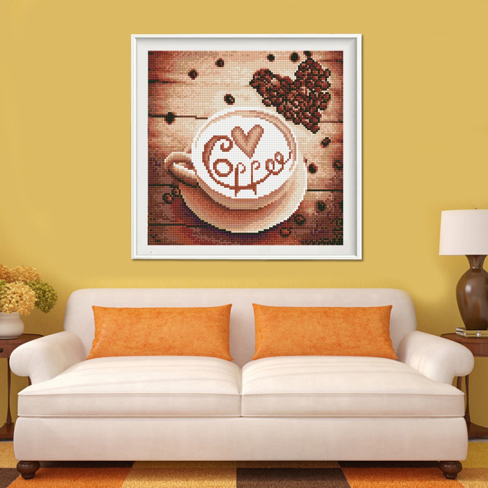 Yves Diy 5d Diamond Coffee Painting Craft Kit Home Decor Art