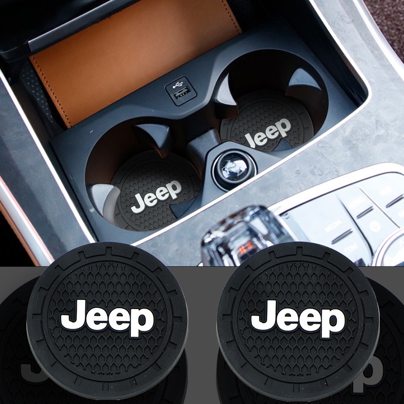 2pcs Pvc Antislip Coaster Car Decoration For Jeep Wrangler Grand