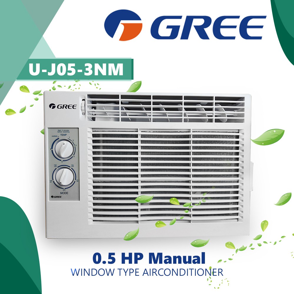 Window Type Air Conditioner 0.5HP 3D Air Flow Auto Restart Rotary