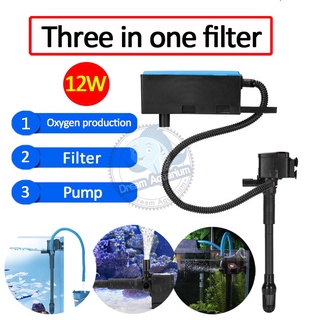 Aquarium 3 in 1 Top Overhead Filter 12W For 10-20 Gallons Pump Cycle Fresh Sea Water Oxygen Aerator