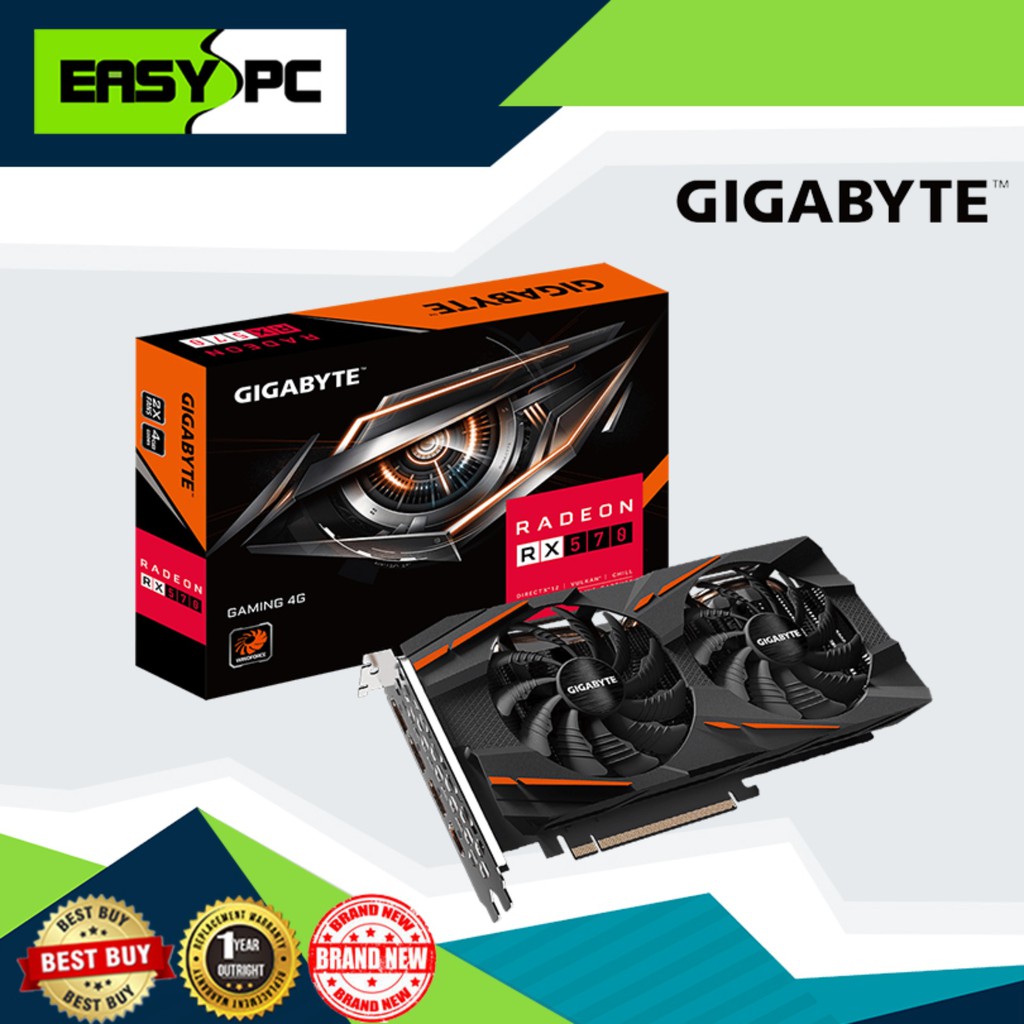 Gigabyte Radeon RX570 GV-RX570GAMING-4GD REV 2.0 Videocard 4gb-256bit ...