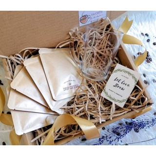 Gift Set Box Coffee Drip with Mug Giveaway Classic & Flavored Coffee Free Dedication Card Cheapest