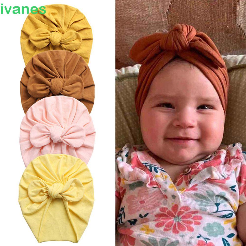 Cotton Baby Bow Headband Set Girl Soft Turban Knot Rabbit Headwrap Hospital Hat 