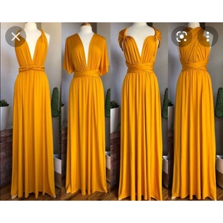 Yellow Gold Infinity Dress Floorlength with Attached Tube kids/Freesize/Plus size