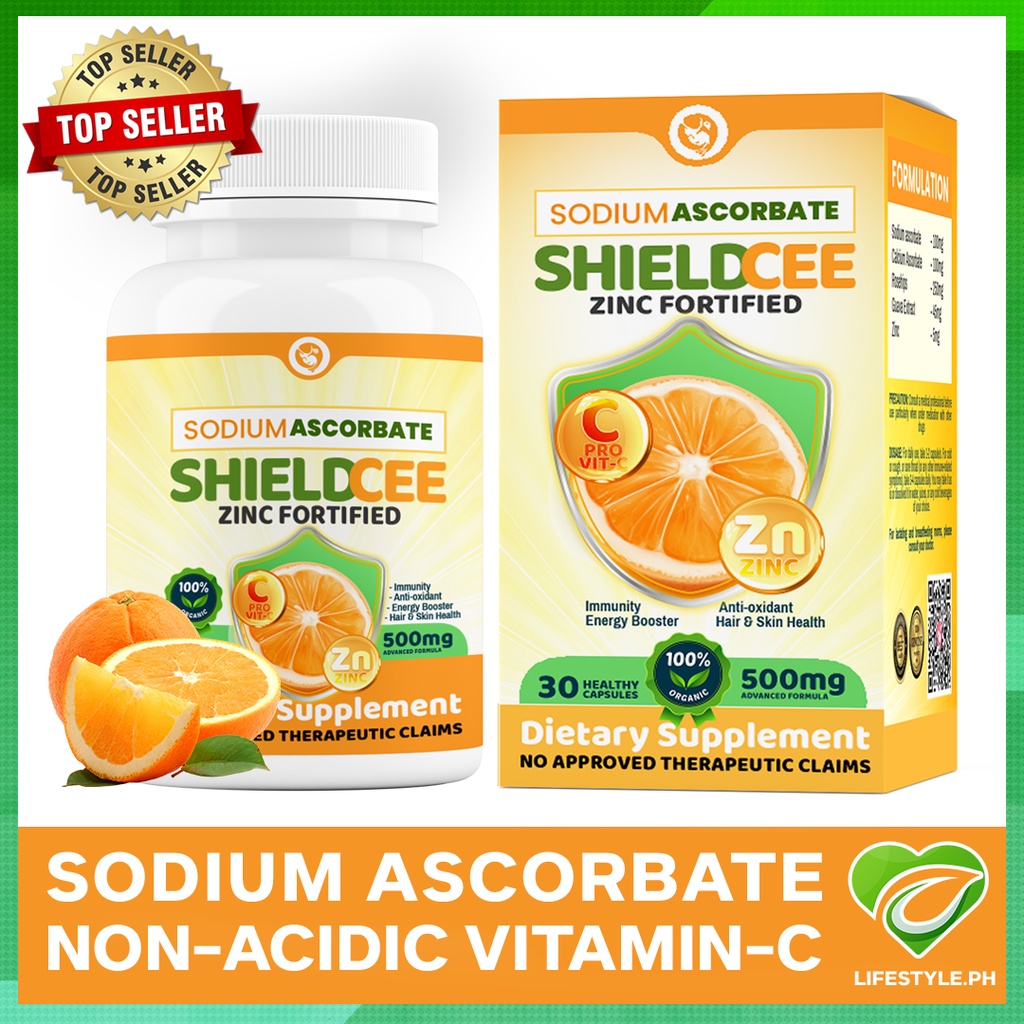Vitamin c with Zinc sodium ascorbate health food suplement immune booster non acidic Shield Cee 30 c